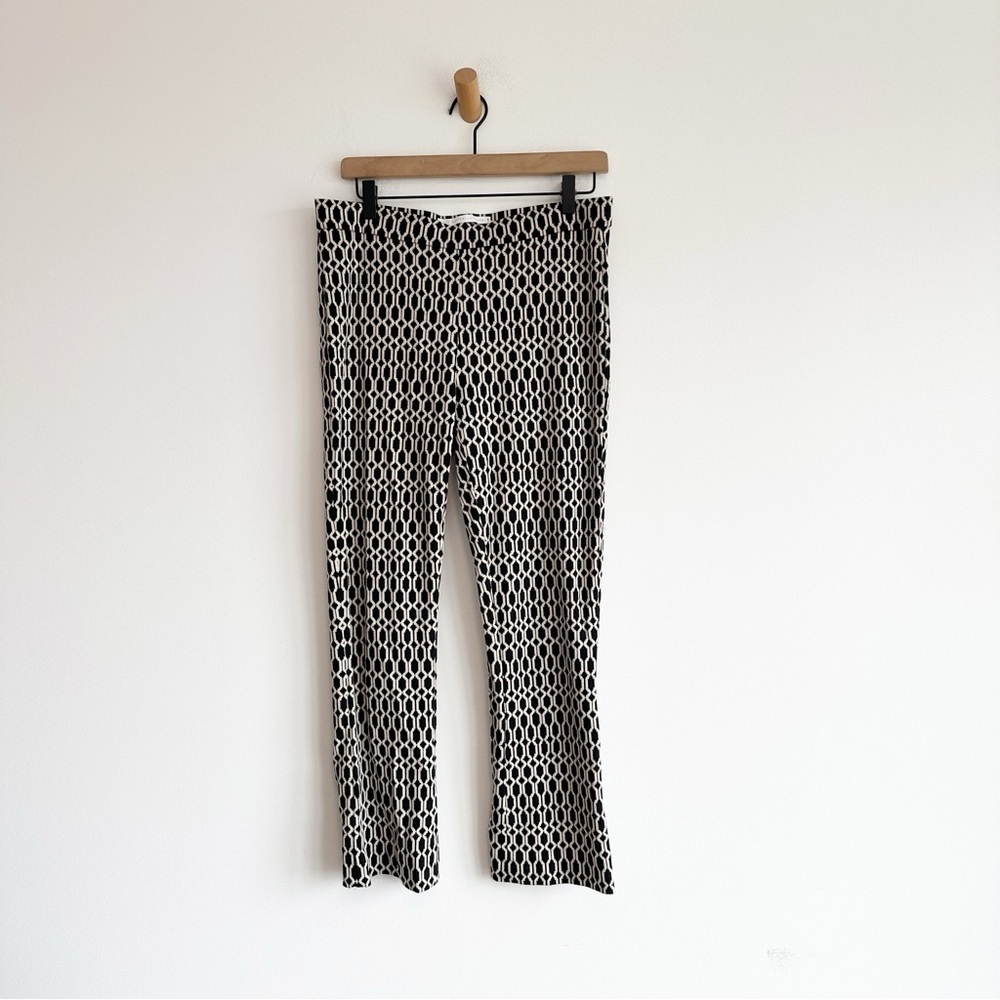 RAFFAELLO ROSSI Macy 7/8 Pant in Beige Black Graphical Print  Size 40 Medium